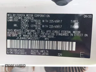 2021 Lexus NX 300 with VIN JTJDARBZ5M5023097, listed as a IAAI auction lot 41739435 with 45,885 mi miles and . Bid and sale history available at DreamBid. Image 9.