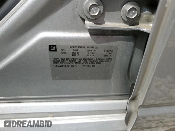 2010 Cadillac CTS z VIN 1G6DA5EG6A0115370, wystawiony jako Copart lot #54919115 z przebiegiem Nie podano mil oraz Szkoda całkowita • Salvage title. Historia ofert i sprzedaży dostępna na DreamBid. Obrazek 12.