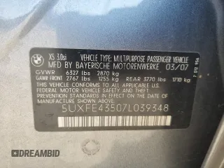 2007 BMW X5 3.0si with VIN 5UXFE43507L039348, listed as a Copart auction lot 47312165 with 176,687 mi miles and Salvage Title. Bid and sale history available at carsss.com. Image 13.