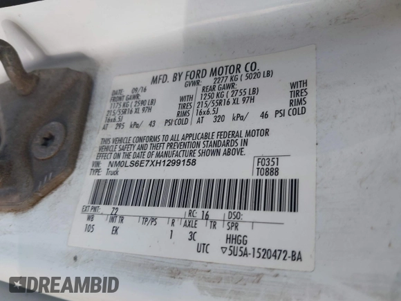 2017 Ford Transit Connect XL с VIN NM0LS6E7XH1299158, выставлен на аукционе IAAI как лот 42109901 с пробегом 107 492 миль миль и . История ставок и продаж доступна на DreamBid. Изображение 9.