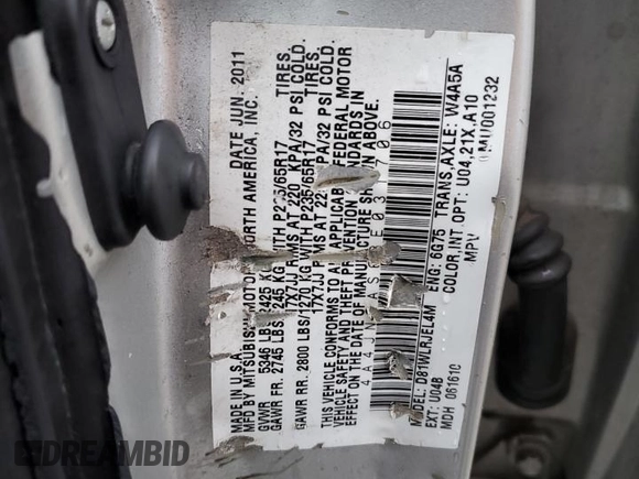 2011 Mitsubishi Endeavor LS with VIN 4A4JN2AS6BE031706, listed as a Copart auction lot 50899155 with 143,297 mi miles and Salvage Title. Bid and sale history available at carsss.com. Image 13.