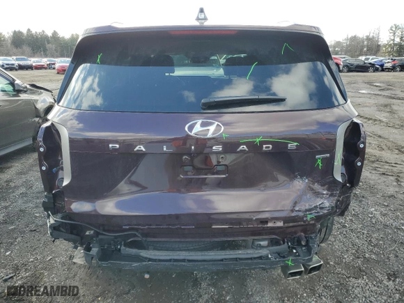 2024 Hyundai Palisade SEL with VIN KM8R4DGE5RU795391, listed as a Copart auction lot 43398655 with 5,811 mi miles and Salvage Title. Bid and sale history available at carsss.com. Image 6.