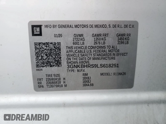 2020 Chevrolet Blazer LT z VIN 3GNKBHRS9LS618251, wystawiony jako Copart lot #55466355 z przebiegiem 77 389 mil mil oraz Szkoda całkowita • Salvage title. Historia ofert i sprzedaży dostępna na DreamBid. Obrazek 13.