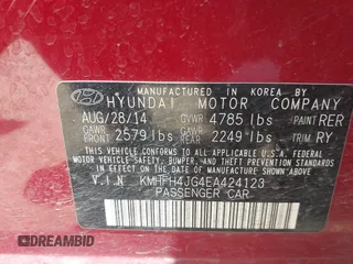 2014 Hyundai Azera Limited with VIN KMHFH4JG4EA424123, listed as a IAAI auction lot 42713937 with 183,254 mi miles and . Bid and sale history available at DreamBid. Image 9.