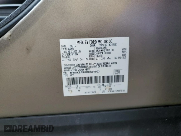 2016 Ford Police Interceptor Utility z VIN 1FM5K8AR0GGC07903, wystawiony jako Copart lot #57298705 z przebiegiem 223 695 mil mil oraz Szkody całkowita. Historia ofert i sprzedaży dostępna na DreamBid. Obrazek 13.