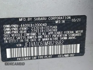 2021 Subaru WRX Premium with VIN JF1VA1C61M9823682, listed as a IAAI auction lot 41785670 with 71,626 mi miles. Bid and sale history available at carsss.com. Image 9.