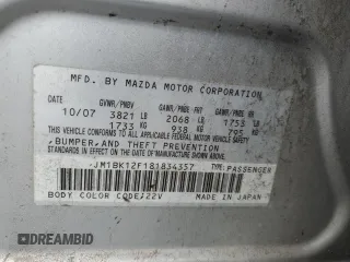 2008 Mazda 3 i Sport with VIN JM1BK12F181834357, listed as a Copart auction lot 46670165 with 52,411 mi miles and Clean Title. Bid and sale history available at DreamBid. Image 12.