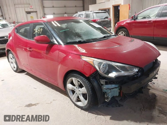 2013 Hyundai Veloster w/Gray Int with VIN KMHTC6AD2DU136990, listed as a IAAI auction lot 41363689 with 74,594 mi miles. Bid and sale history available at carsss.com. Image 1.