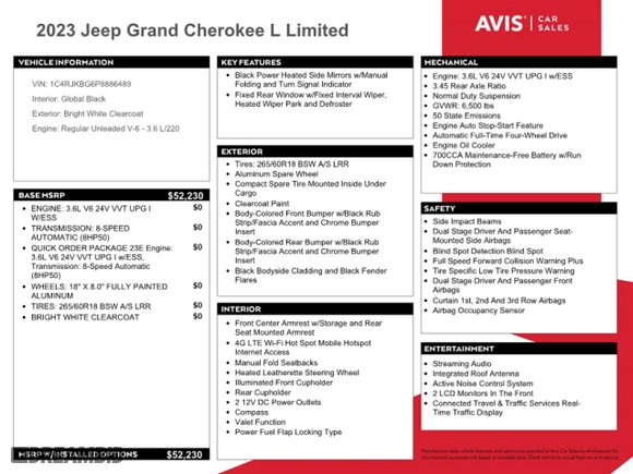 2023 Jeep Grand Cherokee L Limited with VIN 1C4RJKBG6P8886489, listed as a Copart auction lot 48047675 with 15,412 mi miles and Non Repairable. Bid and sale history available at carsss.com. Image 13.