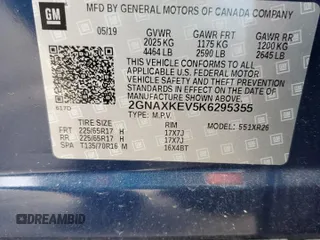 2019 Chevrolet Equinox LT with VIN 2GNAXKEV5K6295355, listed as a Copart auction lot 82251694 with 47,230 mi miles and Salvage Title. Bid and sale history available at DreamBid. Image 13.