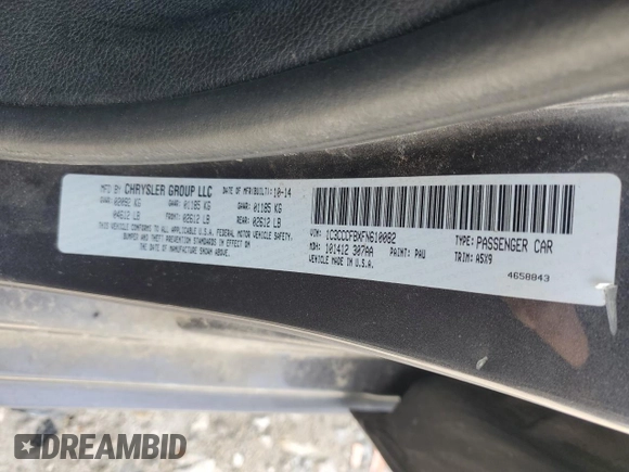 2015 Chrysler 200 LX z VIN 1C3CCCFBXFN610082, wystawiony jako Copart lot #53968855 z przebiegiem 116 395 mil mil oraz Czysty tytuł • Clean title. Historia ofert i sprzedaży dostępna na DreamBid. Obrazek 12.