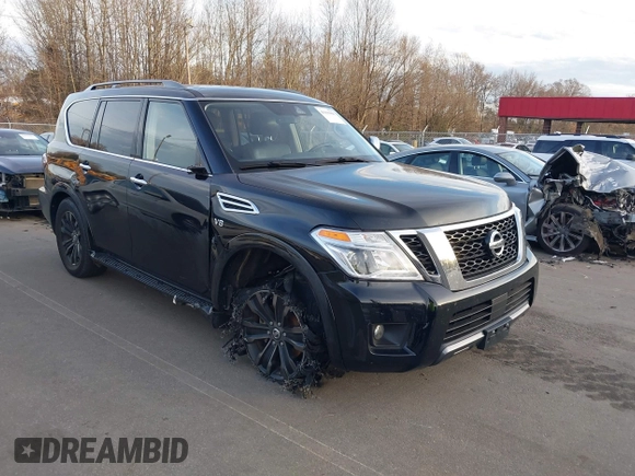 2019 Nissan Armada Platinum with VIN JN8AY2NE2K9759121, listed as a IAAI auction lot 41115008 with 89,991 mi miles. Bid and sale history available at carsss.com. Image 1.