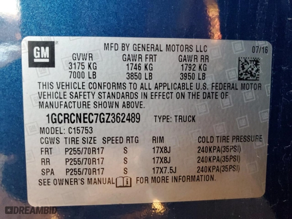 2016 Chevrolet Silverado 1500 Work Truck with VIN 1GCRCNEC7GZ362489, listed as a Copart auction lot 45180265 with 84,169 mi miles and Salvage Title. Bid and sale history available at carsss.com. Image 12.