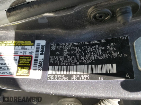 2012 Toyota Sequoia SR5 with VIN 5TDZM5G11CS003448, listed as a Copart auction lot 77208904 with 287,106 mi miles and Salvage Title. Bid and sale history available at carsss.com. Image 13.