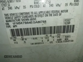 2014 Ford Explorer with VIN 1FM5K7B84EGA86788, listed as a IAAI auction lot 41088642 with 168,533 mi miles and . Bid and sale history available at DreamBid. Image 9.