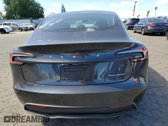 2025 Tesla Model 3 Long Range с VIN 5YJ3E1EBXSF939496, выставлен на аукционе Copart как лот 47140905 с пробегом 641 миль миль и Списание • Salvage title. История ставок и продаж доступна на DreamBid. Изображение 6.
