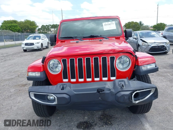 2019 Jeep Wrangler Unlimited Sahara with VIN 1C4HJXEG4KW573157, listed as a IAAI auction lot 42118373 with 105,890 mi miles and . Bid and sale history available at DreamBid. Image 6.