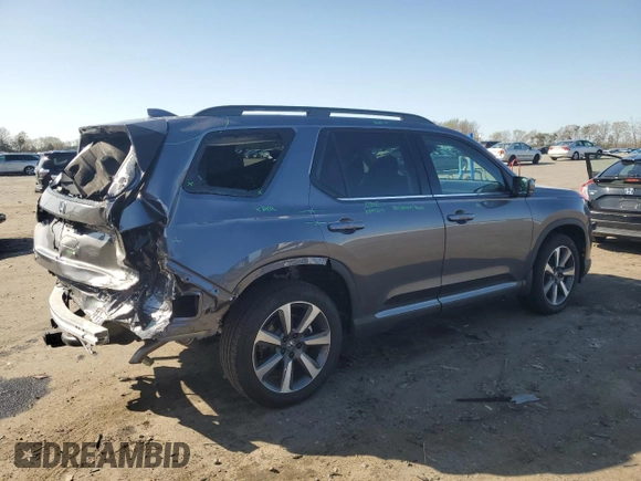 2025 Honda Pilot Elite with VIN 5FNYG1H80SB070312, listed as a Copart auction lot 51281065 with 7,026 mi miles and Salvage Title. Bid and sale history available at DreamBid. Image 3.