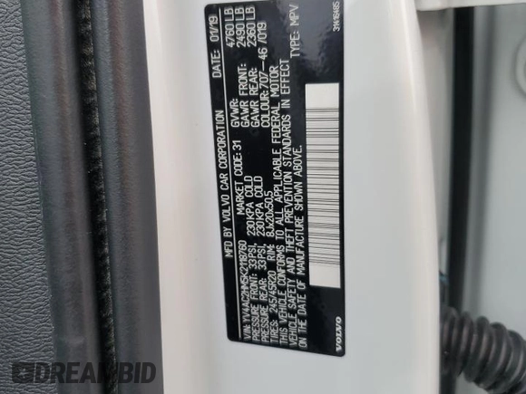 2019 Volvo XC40 R-Design z VIN YV4AC2HM5K2118760, wystawiony jako Copart lot #68668534 z przebiegiem 106 810 mil mil oraz Szkoda całkowita • Salvage title. Historia ofert i sprzedaży dostępna na DreamBid. Obrazek 15.