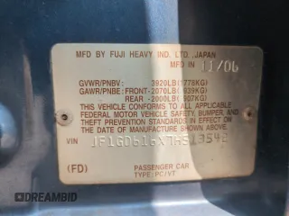 2007 Subaru Impreza i Special z VIN JF1GD616X7H513542, wystawiony jako Copart lot #59150115 z przebiegiem 173 113 mil mil oraz Szkoda całkowita • Salvage title. Historia ofert i sprzedaży dostępna na DreamBid. Obrazek 12.