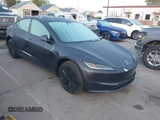 2025 Tesla Model 3 Long Range with VIN 5YJ3E1EA1SF877851, listed as a IAAI auction lot 41917772 with 2,313 mi miles. Bid and sale history available at carsss.com. Image 1.