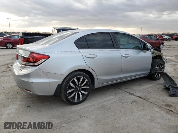 2015 Honda Civic EX-L with VIN 2HGFB2F97FH503178, listed as a Copart auction lot 46661675 with 171,444 mi miles and Salvage Title. Bid and sale history available at carsss.com. Image 3.