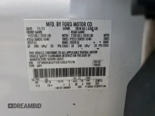 2014 Ford Explorer Sport с VIN 1FM5K8GT0EGB27078, выставлен на аукционе Copart как лот 62230195 с пробегом 212 985 миль миль и Списание • Salvage title. История ставок и продаж доступна на DreamBid. Изображение 13.