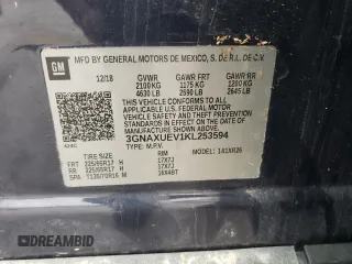 2019 Chevrolet Equinox LT with VIN 3GNAXUEV1KL253594, listed as a Copart auction lot 43508995 with 107,330 mi miles and Salvage Title. Bid and sale history available at carsss.com. Image 13.