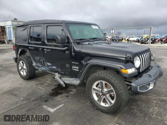2018 Jeep Wrangler Unlimited Sahara z VIN 1C4HJXEN0JW331477, wystawiony jako Copart lot #49520785 z przebiegiem 98 413 mil mil oraz Szkoda całkowita • Salvage title. Historia ofert i sprzedaży dostępna na DreamBid. Obrazek 4.