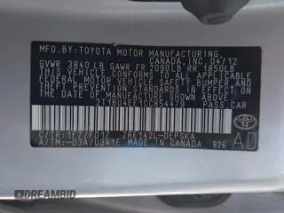 2012 Toyota Corolla L with VIN 2T1BU4EE1CC854479, listed as a IAAI auction lot 42101937 with 95,390 mi miles and . Bid and sale history available at DreamBid. Image 9.
