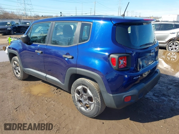 2016 Jeep Renegade Sport with VIN ZACCJBAW1GPC59187, listed as a IAAI auction lot 41699358 with 121,151 mi miles. Bid and sale history available at carsss.com. Image 3.