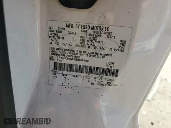 2010 Ford F-250 z VIN 1FTNF2A56AEB37460, wystawiony jako Copart lot #45498685 z przebiegiem 233 446 mil mil oraz Szkoda całkowita • Salvage title. Historia ofert i sprzedaży dostępna na DreamBid. Obrazek 12.