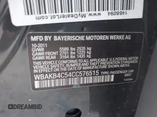 2012 BMW 7 Series 740Li with VIN WBAKB4C54CC576515, listed as a IAAI auction lot 42425218 with Not provided miles and . Bid and sale history available at DreamBid. Image 9.