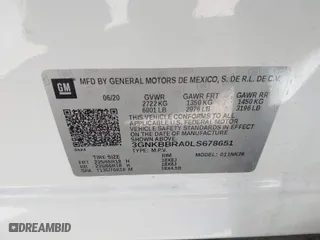 2020 Chevrolet Blazer LT with VIN 3GNKBBRA0LS678651, listed as a IAAI auction lot 41735868 with 110,064 mi miles. Bid and sale history available at carsss.com. Image 9.