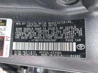 2013 Toyota Camry Hybrid LE with VIN 4T1BD1FK1DU091687, listed as a IAAI auction lot 42046450 with 211,895 mi miles. Bid and sale history available at carsss.com. Image 9.
