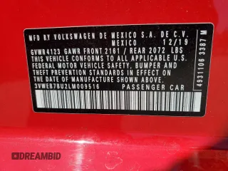 2020 Volkswagen Jetta SEL z VIN 3VWEB7BU2LM009516, wystawiony jako Copart lot #64672445 z przebiegiem 54 774 mil mil oraz Szkoda całkowita • Salvage title. Historia ofert i sprzedaży dostępna na DreamBid. Obrazek 12.