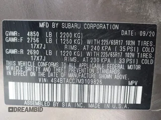 2021 Subaru Outback Premium z VIN 4S4BTACC7M3109826, wystawiony jako IAAI lot #42260560 z przebiegiem 55 253 mil mil oraz . Historia ofert i sprzedaży dostępna na DreamBid. Obrazek 9.