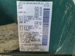 2024 Nissan Pathfinder SL z VIN 5N1DR3CC1RC259568, wystawiony jako Copart lot #53545965 z przebiegiem 10 585 mil mil oraz Szkoda całkowita • Salvage title. Historia ofert i sprzedaży dostępna na DreamBid. Obrazek 13.