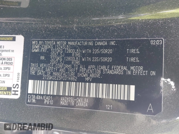 2023 Lexus NX 350h Premium with VIN 2T2GKCEZ5PC014862, listed as a IAAI auction lot 41999437 with 45,853 mi miles and . Bid and sale history available at DreamBid. Image 9.