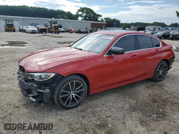 2020 BMW 3 Series 330i with VIN WBA5R1C09LFH84841, listed as a Copart auction lot 63381524 with 88,325 mi miles and Salvage Title. Bid and sale history available at carsss.com. Image 1.