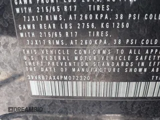 2023 Volkswagen Tiguan S с VIN 3VVRB7AX4PM072320, выставлен на аукционе IAAI как лот 41967612 с пробегом 10 029 миль миль и . История ставок и продаж доступна на DreamBid. Изображение 9.