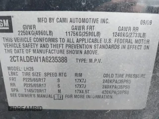 2010 GMC Terrain SLE-2 with VIN 2CTALDEW1A6235388, listed as a IAAI auction lot 42561863 with 162,800 mi miles and . Bid and sale history available at DreamBid. Image 9.
