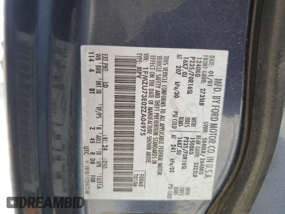 2002 Ford Explorer XLT с VIN 1FMZU73E02ZA04975, выставлен на аукционе Copart как лот 58566675 с пробегом Не указан миль и Списание • Salvage title. История ставок и продаж доступна на DreamBid. Изображение 13.
