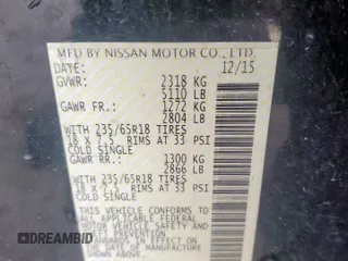 2016 Nissan Murano Platinum with VIN 5N1AZ2MG7GN101915, listed as a Copart auction lot 60479305 with 174,543 mi miles and Salvage title. Bid and sale history available at DreamBid. Image 13.