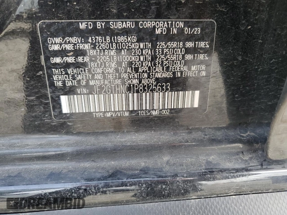 2023 Subaru Crosstrek Limited с VIN JF2GTHNC1P8325633, выставлен на аукционе Copart как лот 53875505 с пробегом 24 785 миль миль и Списание • Salvage title. История ставок и продаж доступна на DreamBid. Изображение 14.