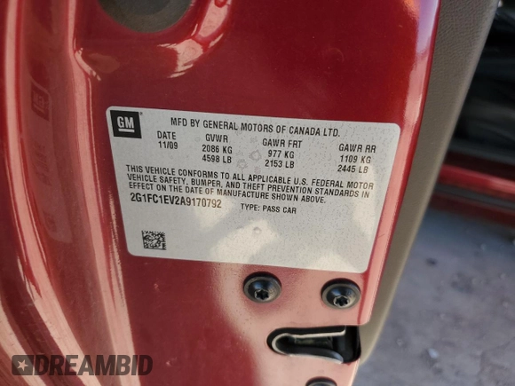 2010 Chevrolet Camaro 2LT with VIN 2G1FC1EV2A9170792, listed as a Copart auction lot 61490345 with 82,173 mi miles and Salvage title. Bid and sale history available at DreamBid. Image 13.