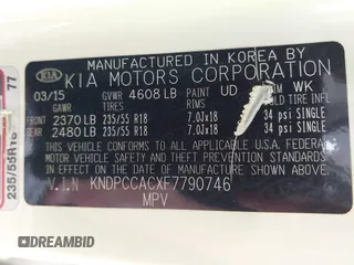 2015 Kia Sportage EX с VIN KNDPCCACXF7790746, выставлен на аукционе IAAI как лот 42360765 с пробегом 167 017 миль миль и . История ставок и продаж доступна на DreamBid. Изображение 9.