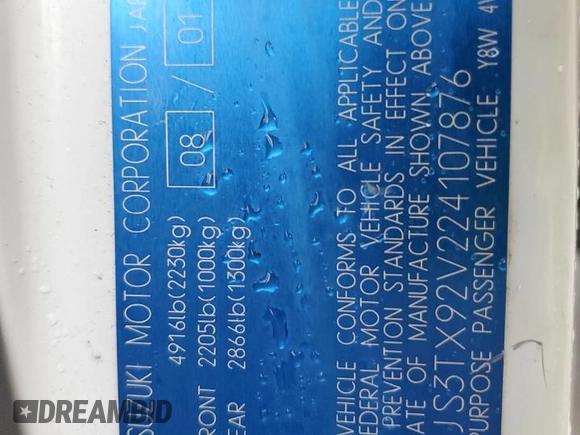 2002 Suzuki XL7 Standard z VIN JS3TX92V224107876, wystawiony jako Copart lot #78257934 z przebiegiem 142 177 mil mil oraz Czysty tytuł • Clean title. Historia ofert i sprzedaży dostępna na DreamBid. Obrazek 13.
