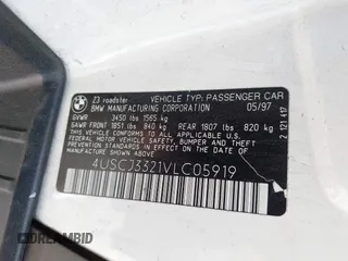 1997 BMW 3 Series Z3 2.8 z VIN 4USCJ3321VLC05919, wystawiony jako IAAI lot #42345145 z przebiegiem 86 241 mil mil oraz . Historia ofert i sprzedaży dostępna na DreamBid. Obrazek 9.