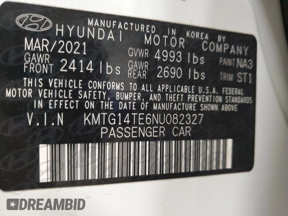 2022 Genesis G70 Launch Edition with VIN KMTG14TE6NU082327, listed as a Copart auction lot 83099774 with 33,479 mi miles and Salvage Title. Bid and sale history available at DreamBid. Image 15.
